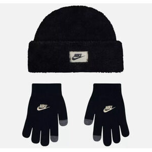 Nike Unisex Cozy Peak Beanie & Gloves Set Size 8/20 Black